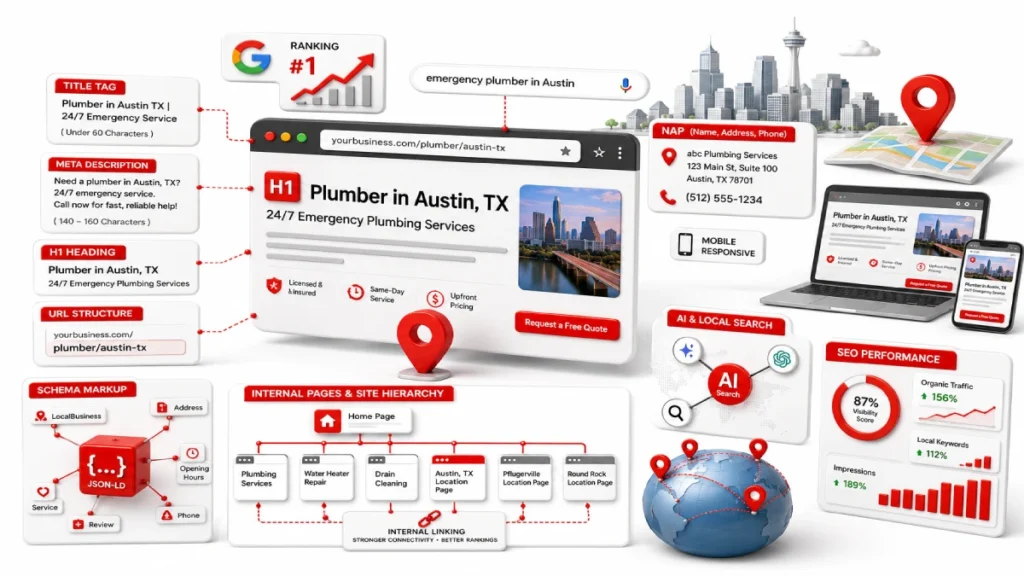 Local SEO and web optimisation diagram