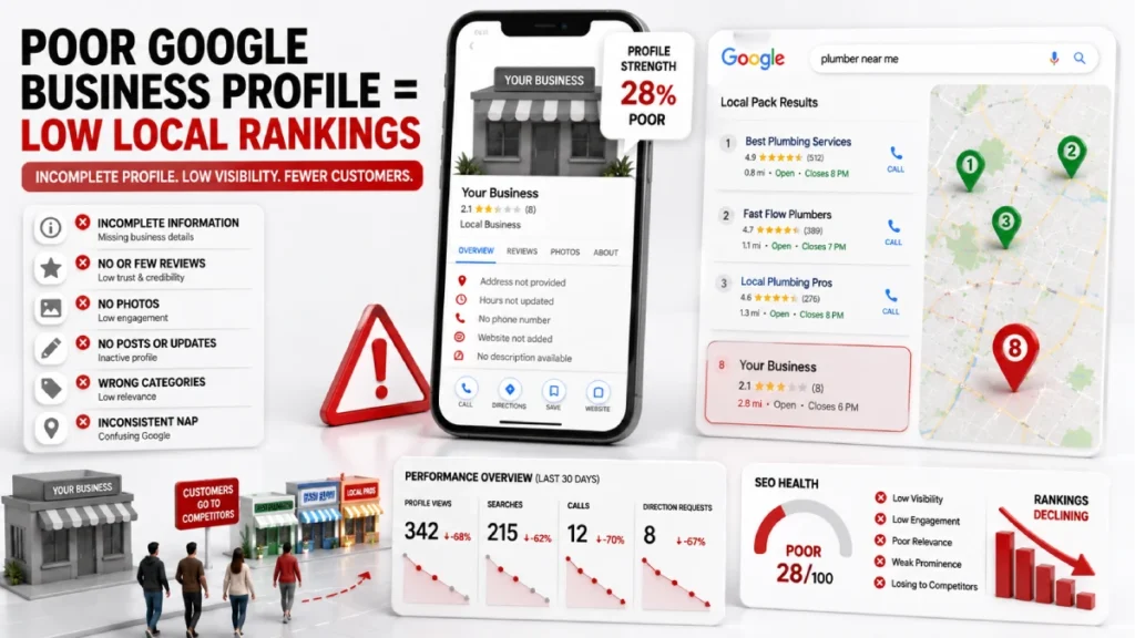 Poor performance, low local rankings