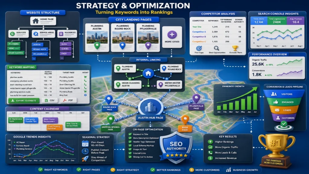 Learn how to use Google Keyword Planner for local SEO. Set location filters, find city and service keywords, and map them to the right pages to rank in every city you serve.
