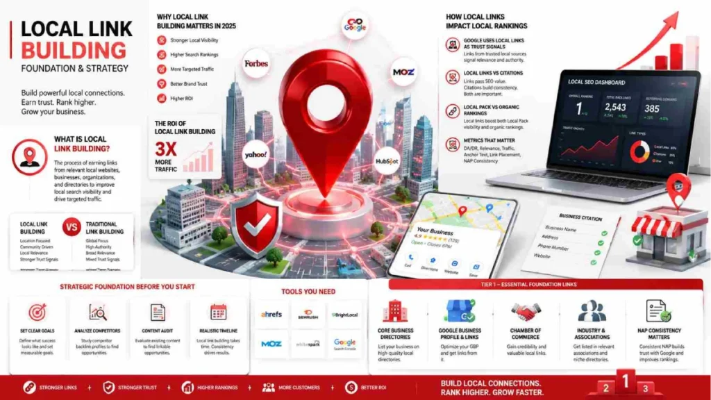 Local link building strategy infographic